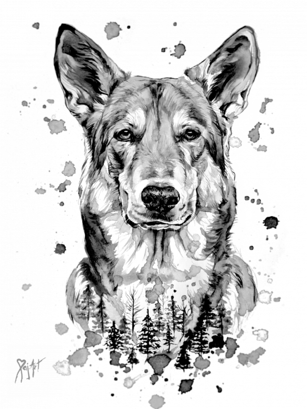 Tištěná kopie Wolf ČB - Velikost: A4