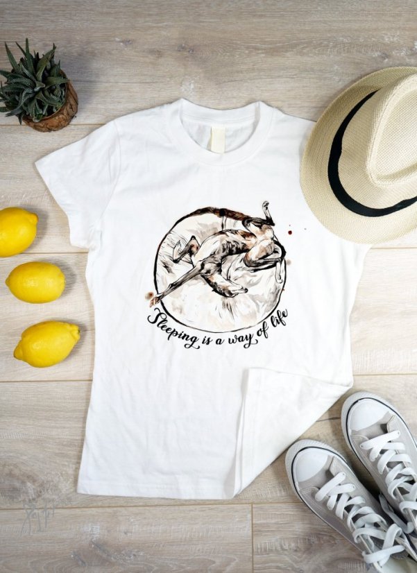 Tričko s potiskem Chrt - Velikost: M