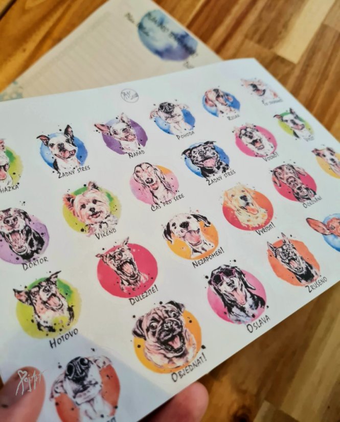 Samolepky mix psi 24ks A5